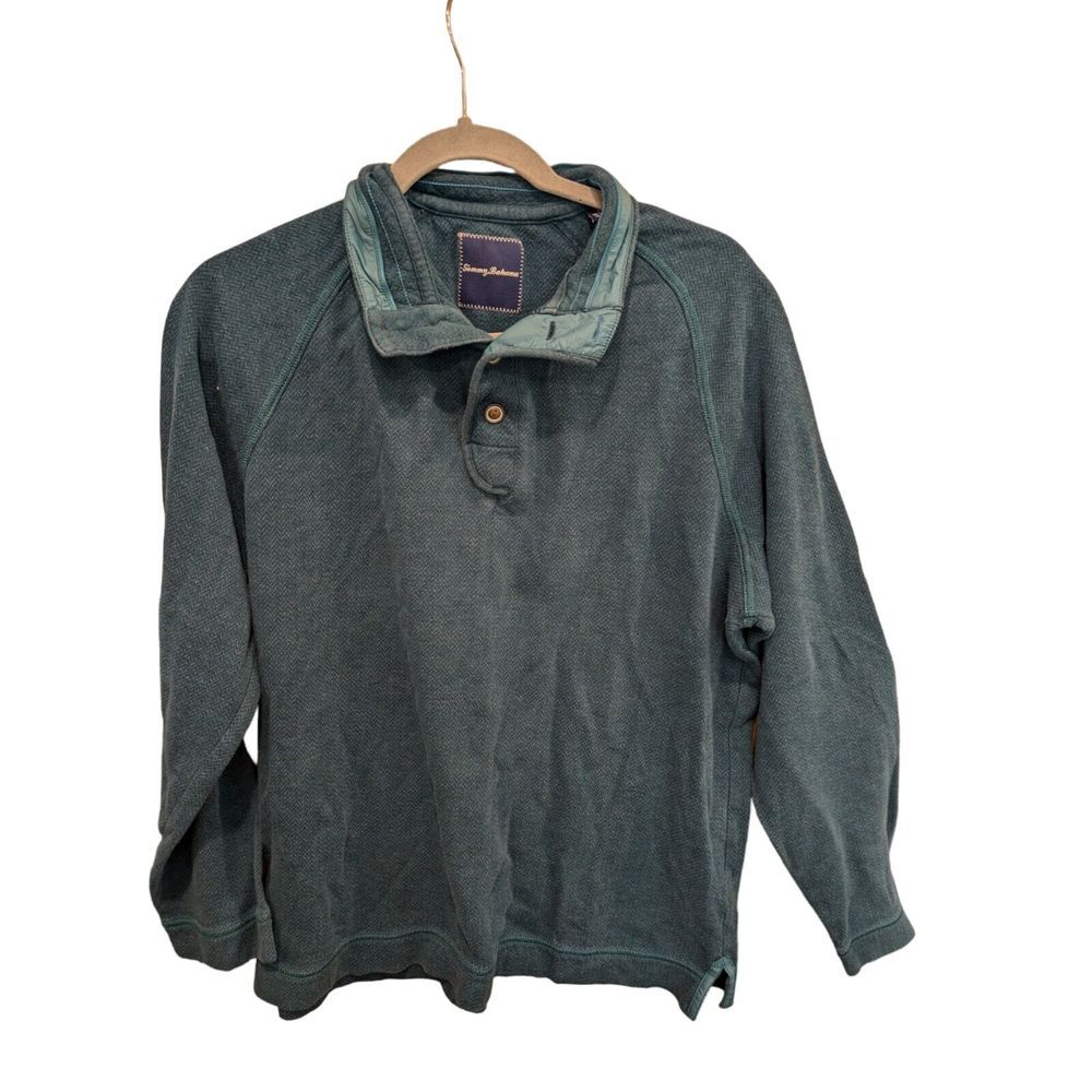 Tommy Bahama Sweater Medium Blue 1/4 Zip Soft Mens Sweatshirt